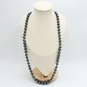 Vintage John River Signed Timeless Dark Gray Faux Pearls Small Beaded Necklace